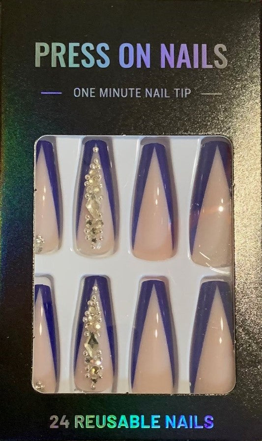 Blue French Nails