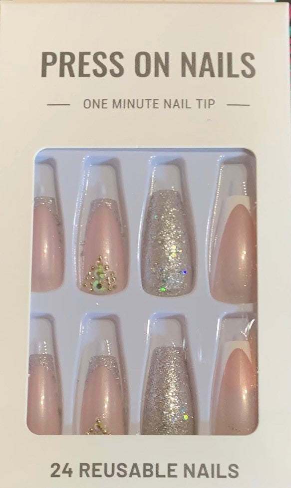 Silver Glitter Nails