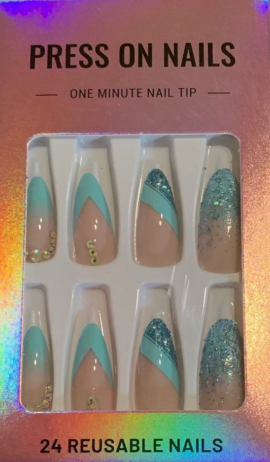 Almond Glitter Nails