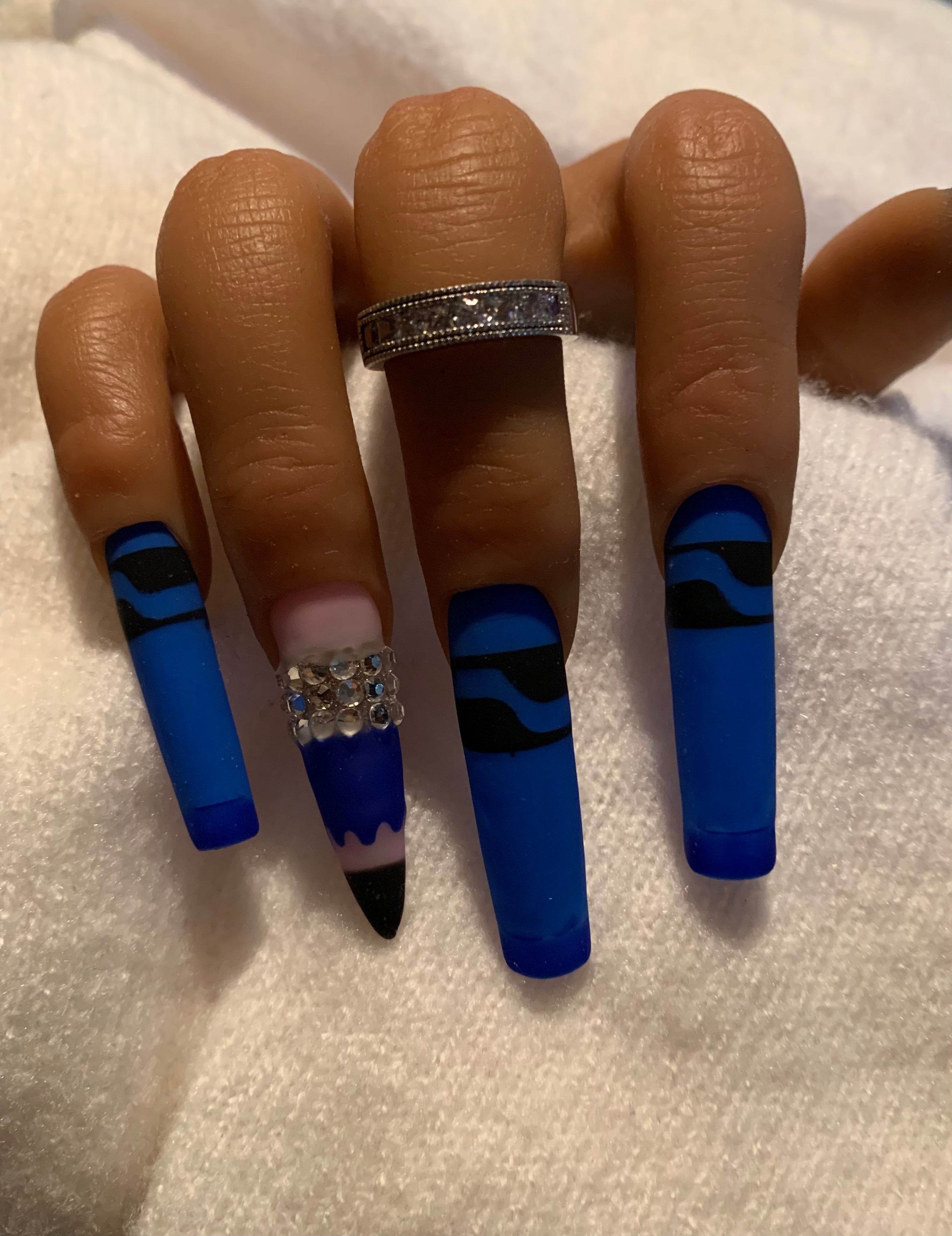 Blue Long Nails