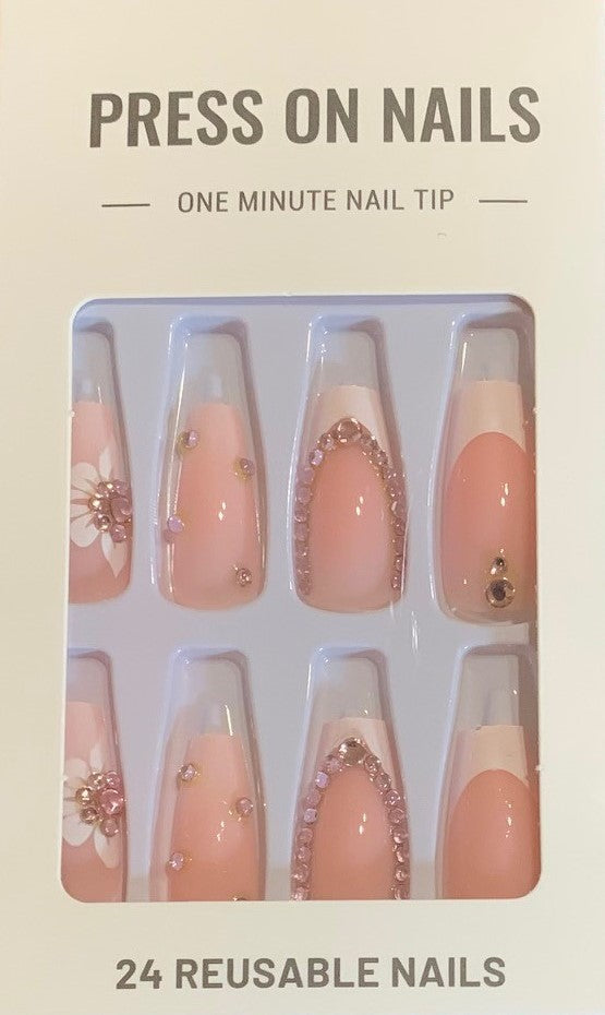 Flowers French Tip Nails