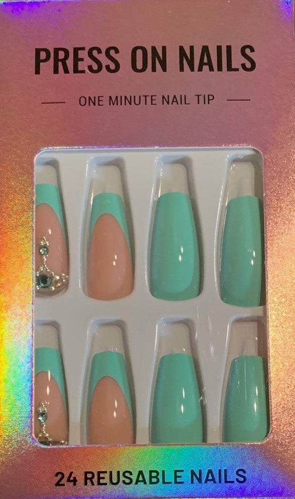 Green French Nails