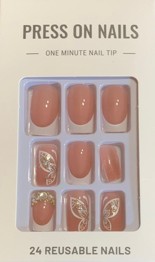 White French Butterfly Nails